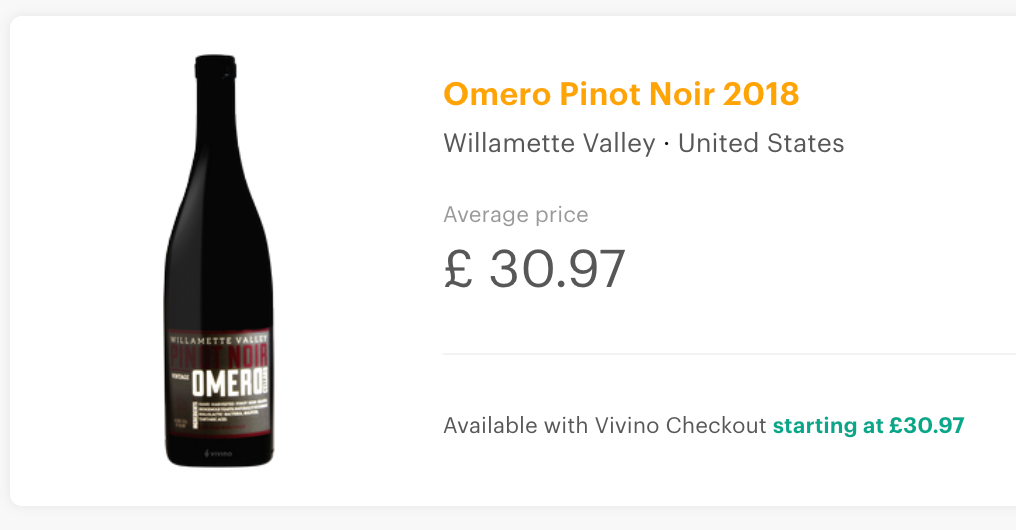 Omero Pinot Noir Willamette Valley 2018