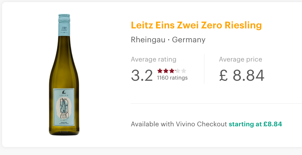 JJ Leitz Eins Zwei Zero Riesling (Alcohol Free) NV