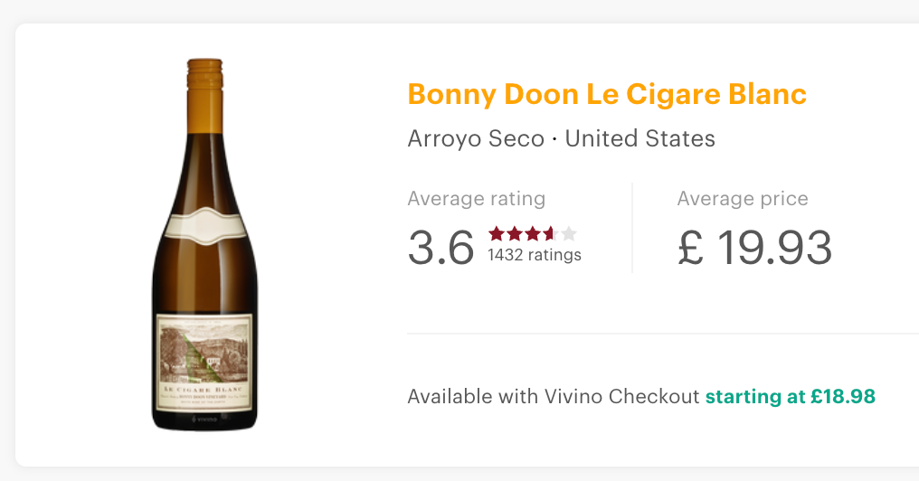 Bonny Doon Vineyard Le Cigare Blanc 2020