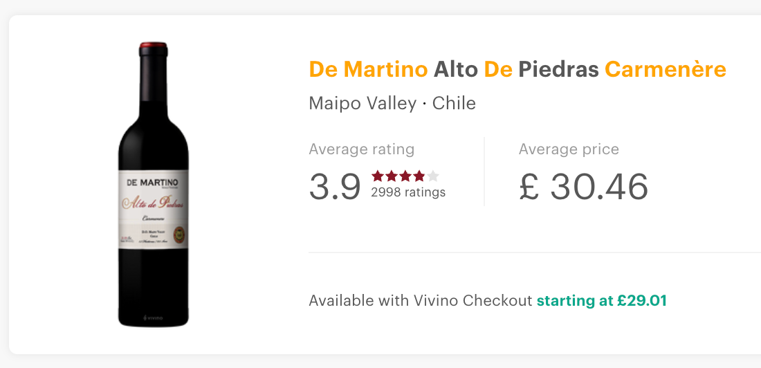 De Martino Carmenere 'Alto de Piedras' 2021