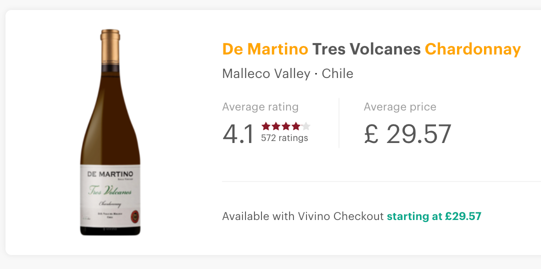 De Martino Single Vineyard Chardonnay 'Tres Volcanes' 2017