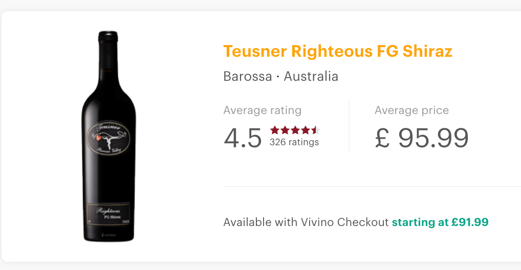 Teusner Wines Righteous FG Shiraz 2018