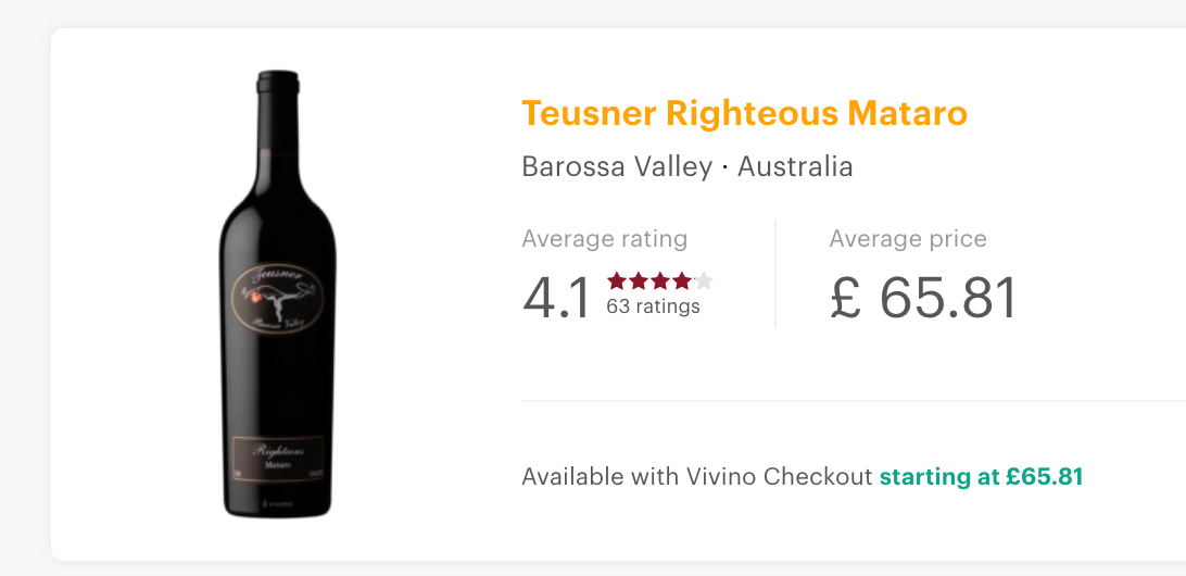 Teusner Wines Righteous Mataro 2018