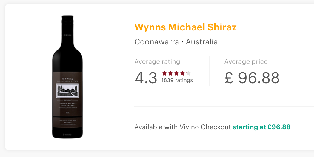 Wynns Michael Limited Release Shiraz 2016