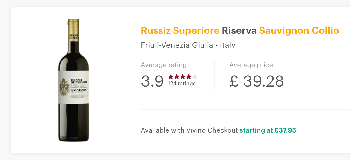 Russiz Superiore Sauvignon Blanc Riserva, Collio 2017