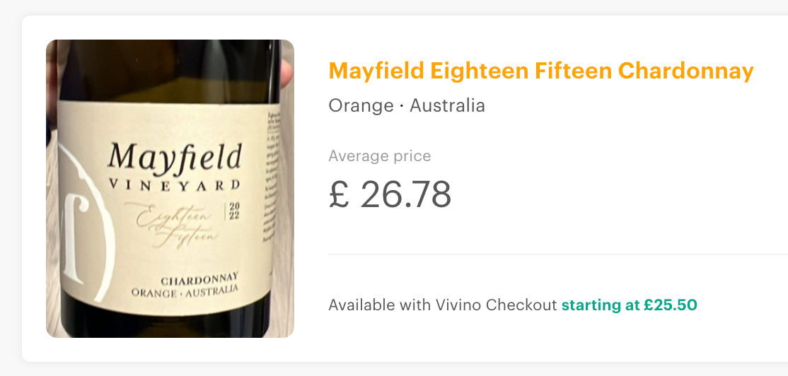 Mayfield Vineyard Eighteen Fifteen Chardonnay 2022