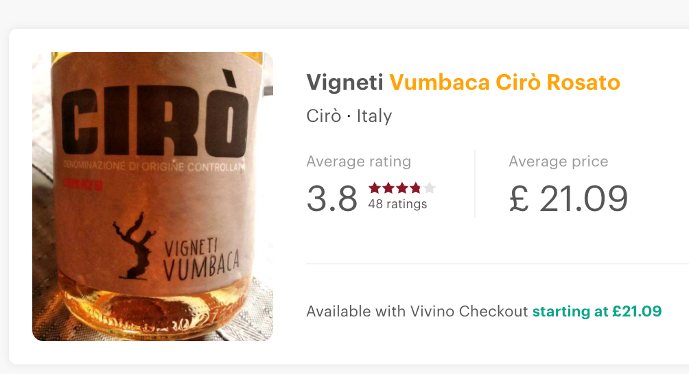 Vumbaca Giuseppe Cirò DOC Rosato Organic 2022