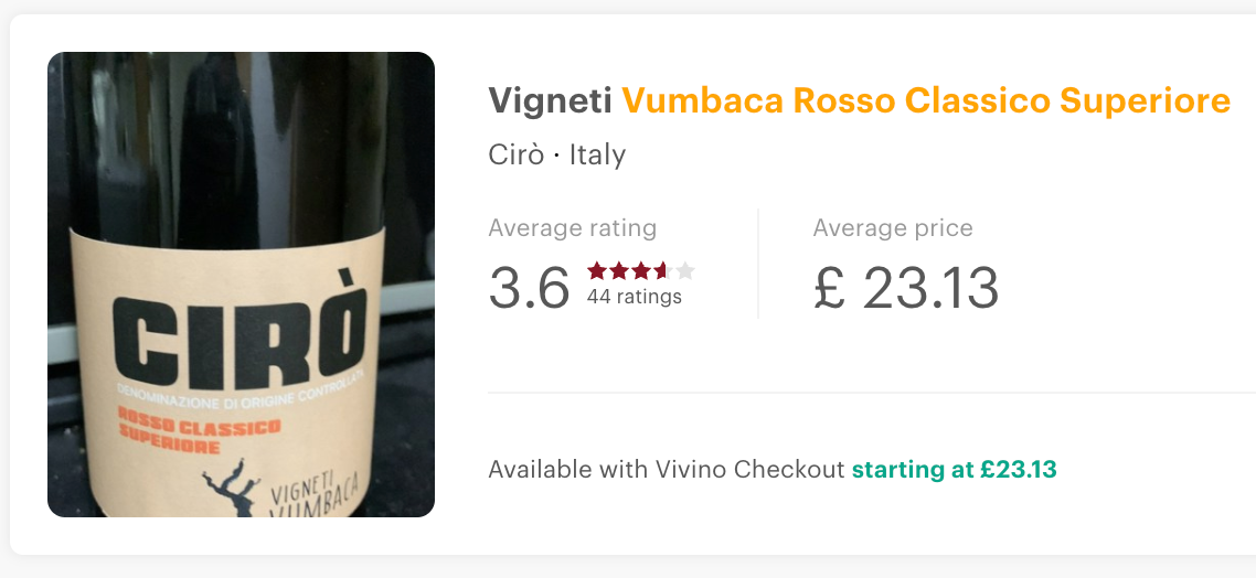 Vumbaca Giuseppe Cirò DOC Rosso Classico Superiore Organic 2022